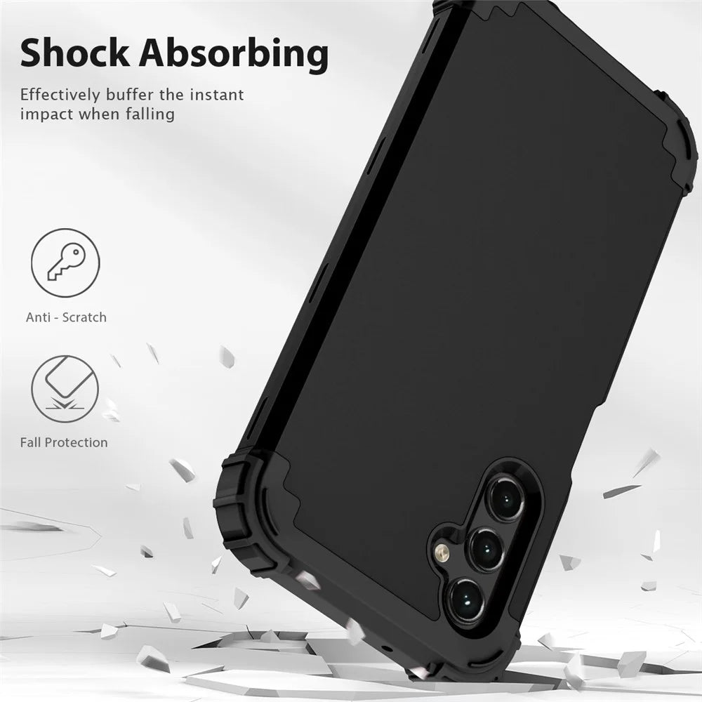 L-Style For Samsung Galaxy A15 4G Case PC + TPU Drop Protective Phone Cover - Black+Black - 3