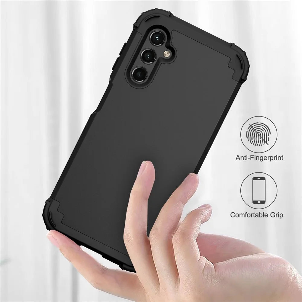 L-Style For Samsung Galaxy A15 4G Case PC + TPU Drop Protective Phone Cover - Black+Black - 6