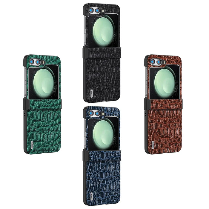ABEEL For Samsung Galaxy Z Flip5 5G Case Hinge Design Canopy Texture Phone Cover - Coffee - 7