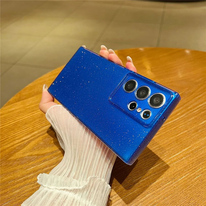 For Samsung Galaxy S24 Ultra Case Precise Lens Protection Glitter TPU Phone Cover - Sapphire - 2