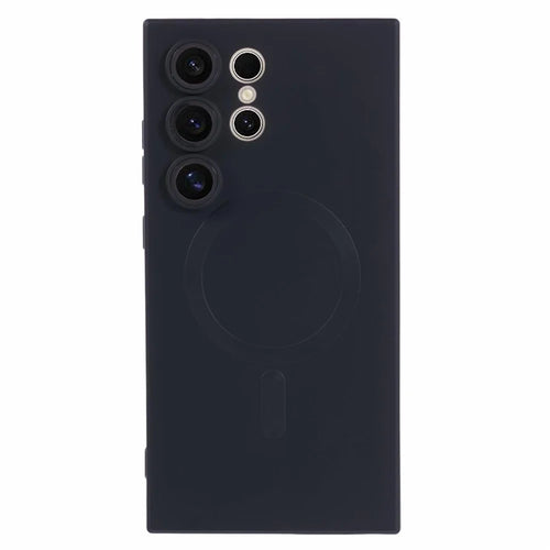 For Samsung Galaxy S24 Ultra Case Lens Protection Liquid Silicone Cover Magnetic Case - Black - 1