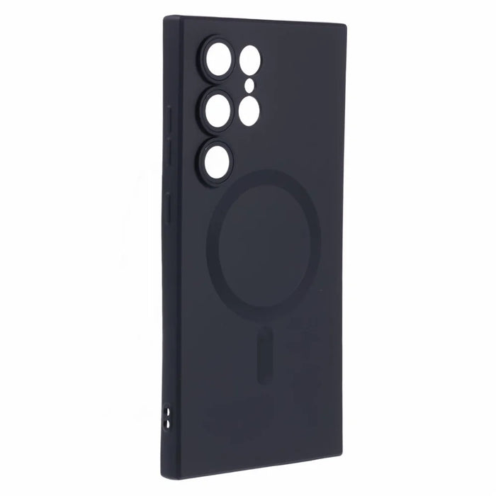 For Samsung Galaxy S24 Ultra Case Lens Protection Liquid Silicone Cover Magnetic Case - Black - 3