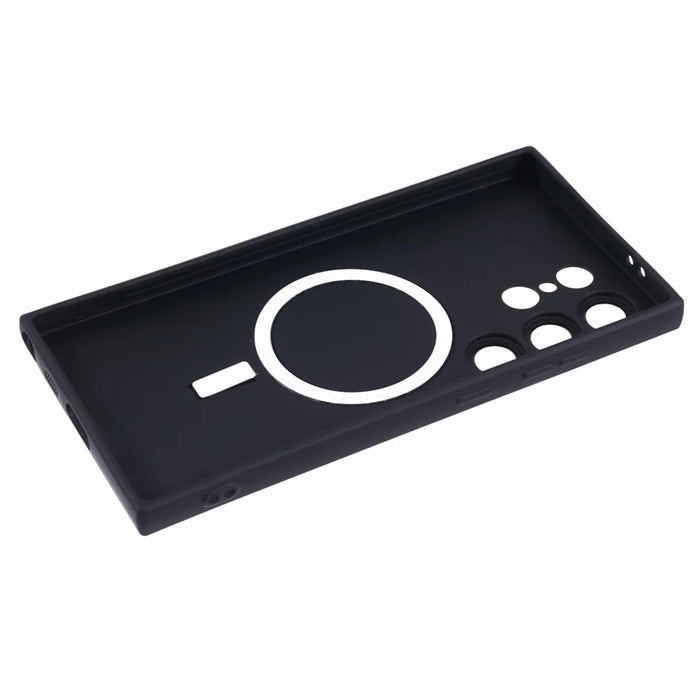For Samsung Galaxy S24 Ultra Case Lens Protection Liquid Silicone Cover Magnetic Case - Black - 5