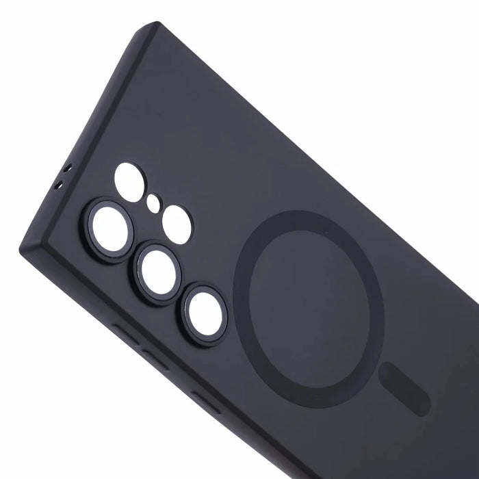 For Samsung Galaxy S24 Ultra Case Lens Protection Liquid Silicone Cover Magnetic Case - Black - 7