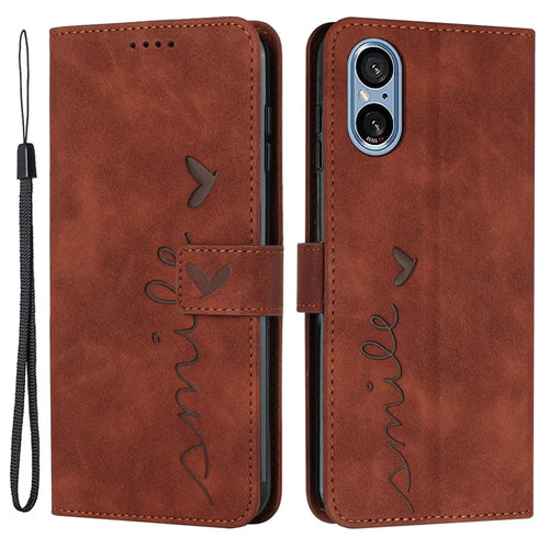 For Sony Xperia 5 V Phone Case Stand PU Leather Wallet Mobile Phone Cover - Brown - 1