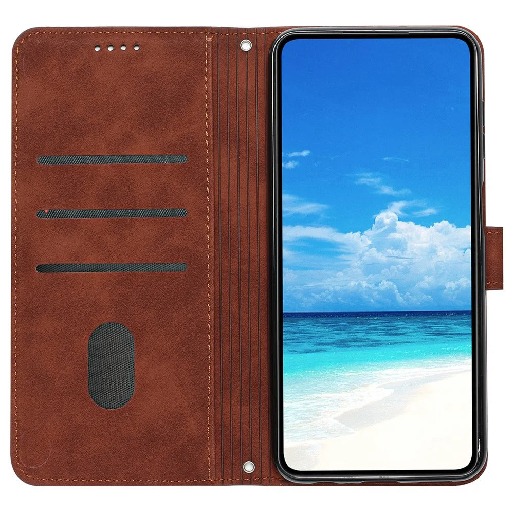 For Sony Xperia 1 V Leather Case Skin-touch Stand Wallet Phone Cover - Brown - 2