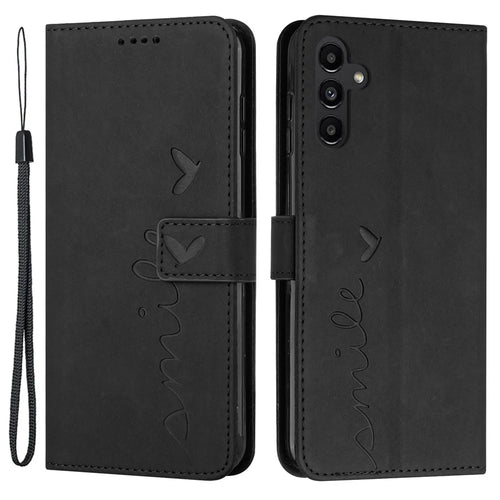 Skin-Touch Phone Case for Samsung Galaxy A15 5G Stand PU Leather Phone Cover Wallet - Black - 1