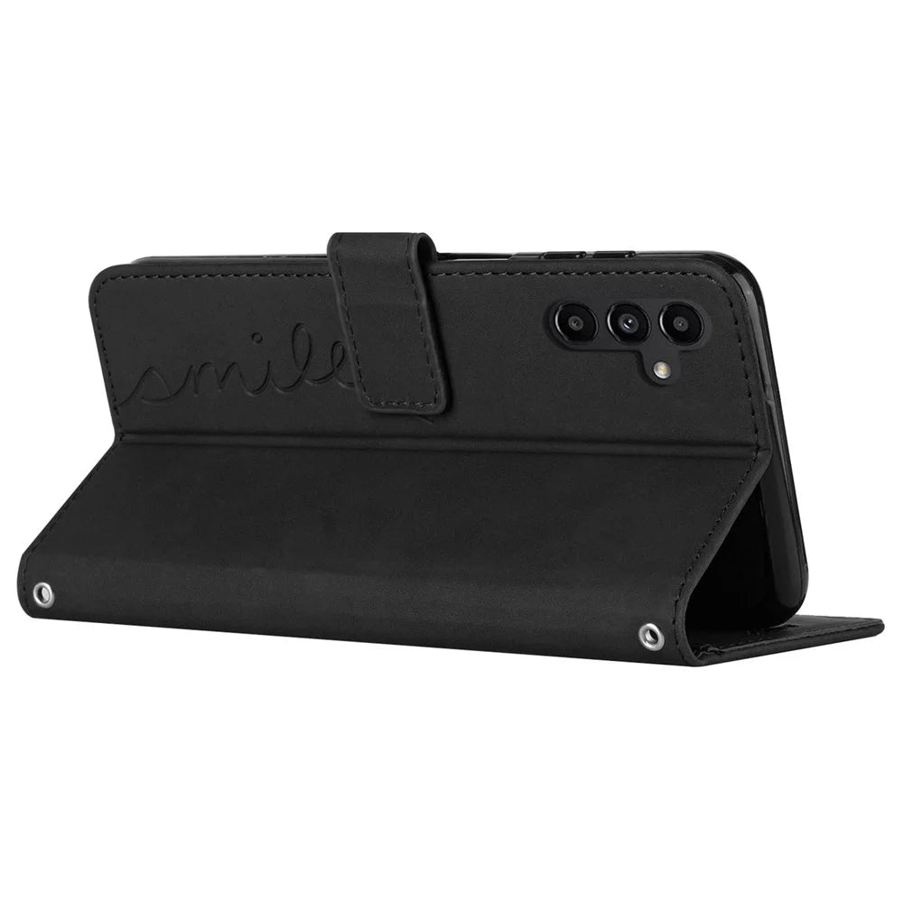For Samsung Galaxy A05s 4G Case Stand Anti-Scratch Wallet PU Leather Phone Cover - Black - 4