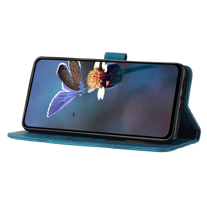 For Samsung Galaxy S24 Anti-Scratch PU Leather Wallet Phone Cover Imprinted Stand Phone Case - Blue - 2