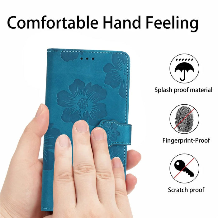 For Samsung Galaxy S24 Anti-Scratch PU Leather Wallet Phone Cover Imprinted Stand Phone Case - Blue - 5