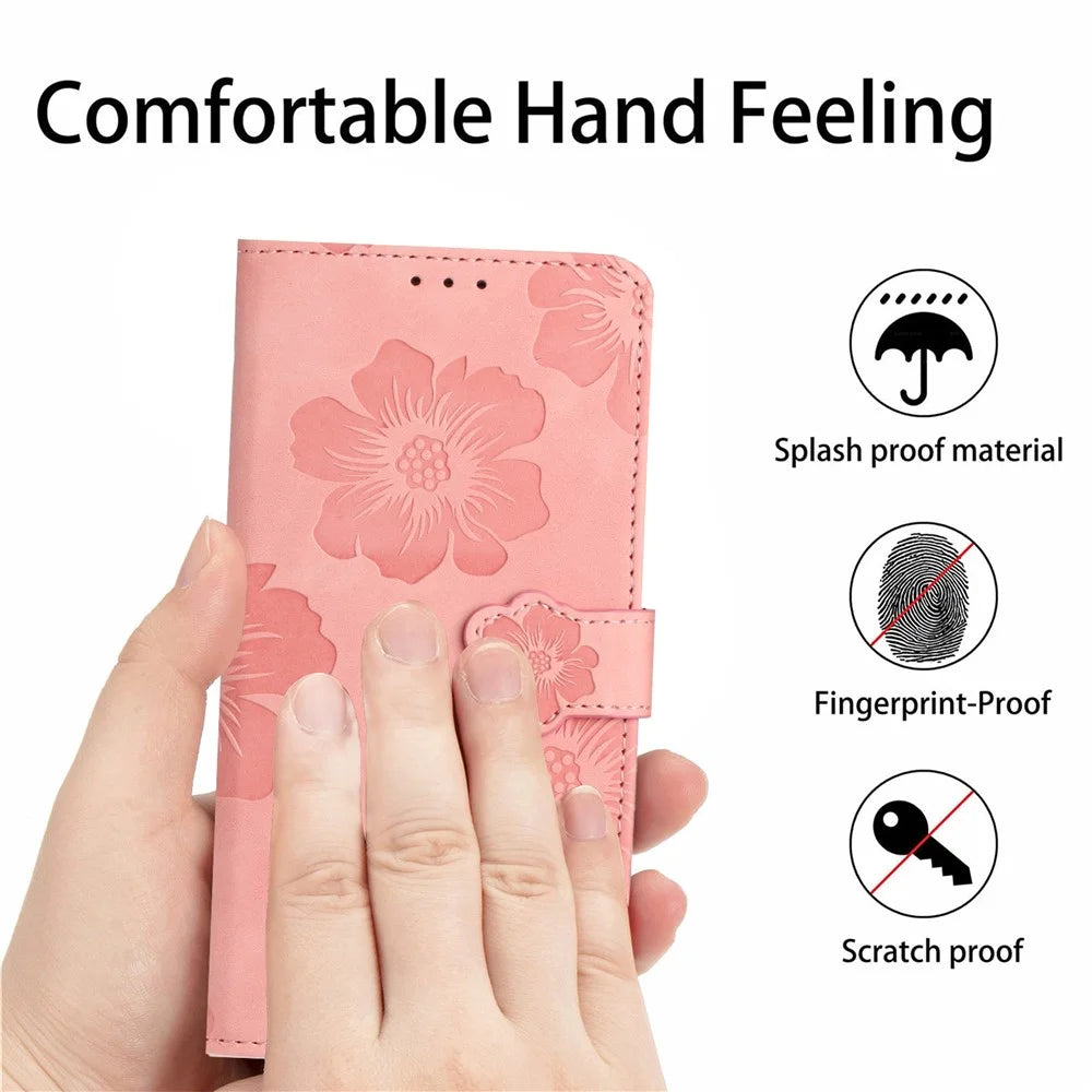 For Samsung Galaxy S24 Ultra Case Imprinted Stand Phone Shell PU Leather Wallet Cell Phone Cover - Pink - 5