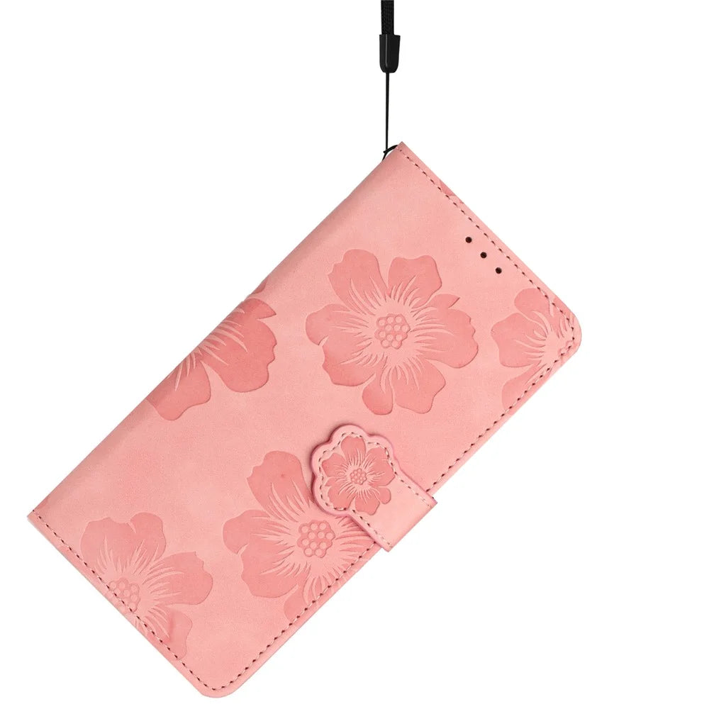 For Samsung Galaxy S24 Ultra Case Imprinted Stand Phone Shell PU Leather Wallet Cell Phone Cover - Pink - 6
