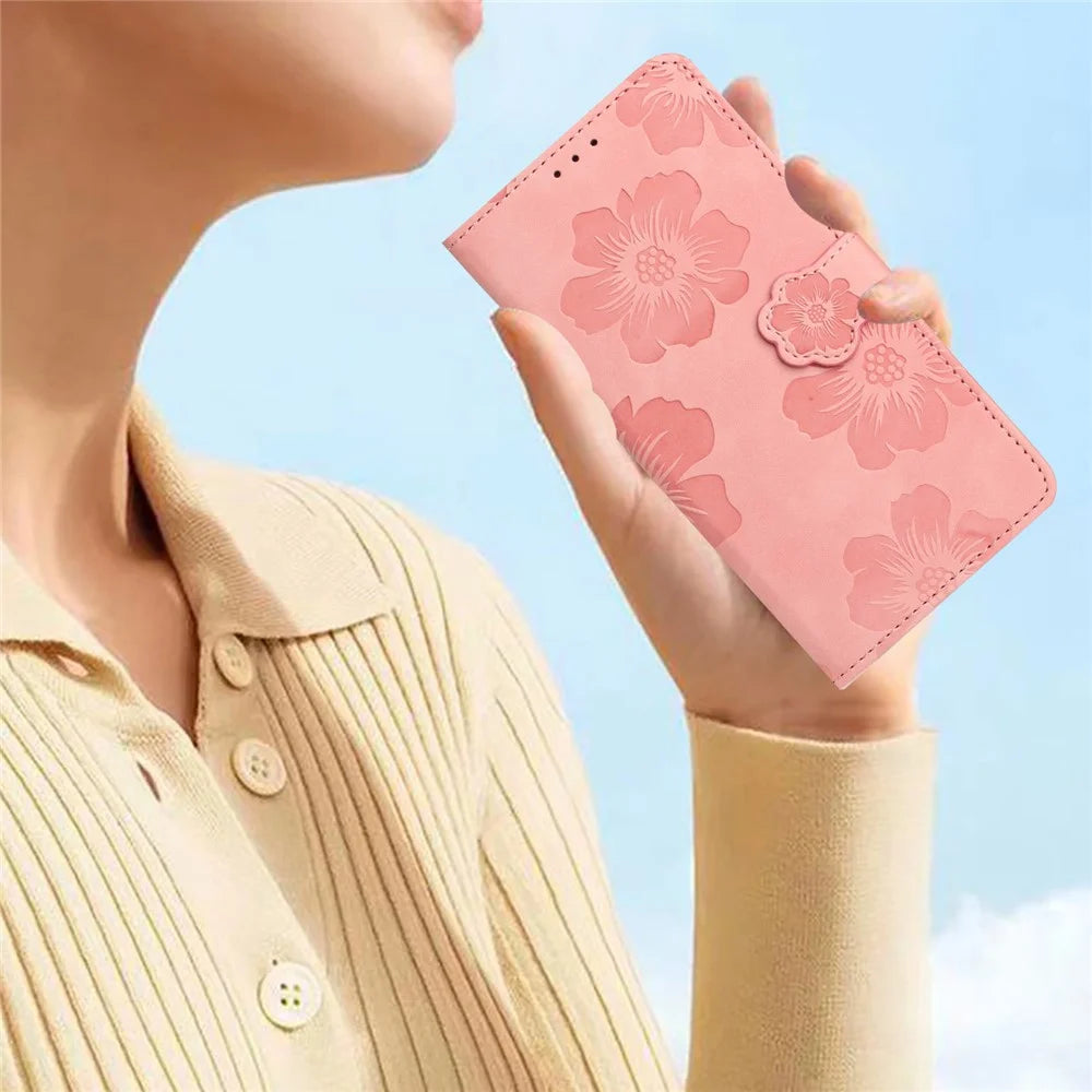 For Samsung Galaxy S24 Ultra Case Imprinted Stand Phone Shell PU Leather Wallet Cell Phone Cover - Pink - 7