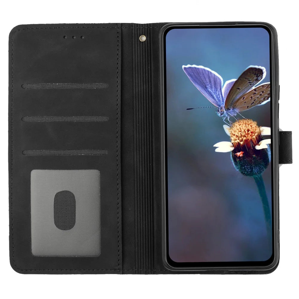 Phone Shell for Samsung Galaxy S24+ Case PU Leather Wallet Imprinted Phone Stand Cover - Black - 3