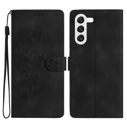 For Samsung Galaxy S24+ Case Imprinted Stand Phone Shell Wallet PU Leather Magnetic Phone Cover - Black - 1