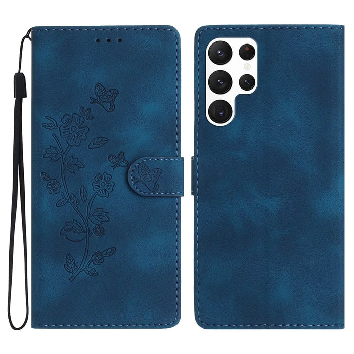 For Samsung Galaxy S24 Ultra Case PU Leather Stand Phone Cover Magnetic Phone Shell Wallet - Blue - 1