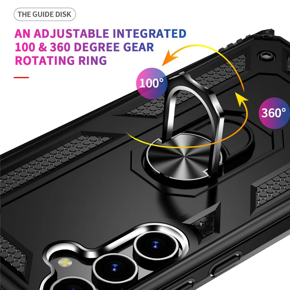 For Samsung Galaxy S24 Case Drop-resistant PC+TPU Kickstand Phone Protector - Black - 3