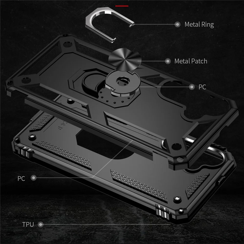 For Samsung Galaxy S24 Case Drop-resistant PC+TPU Kickstand Phone Protector - Black - 6