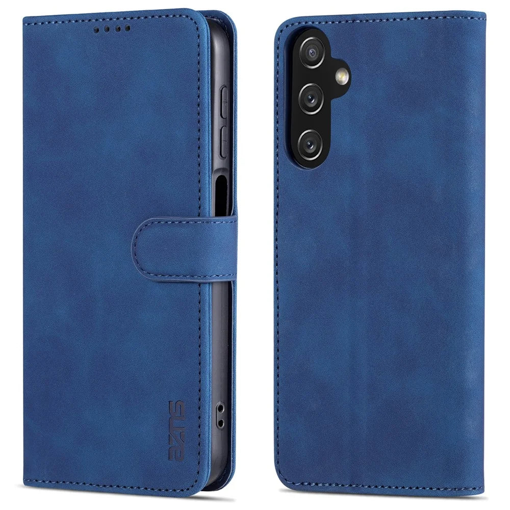 AZNS For Samsung Galaxy A15 4G Cell Phone Case Anti-Scratch PU Leather Wallet Phone Cover - Blue - 1