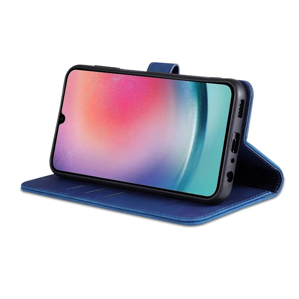 AZNS For Samsung Galaxy A15 4G Cell Phone Case Anti-Scratch PU Leather Wallet Phone Cover - Blue - 2