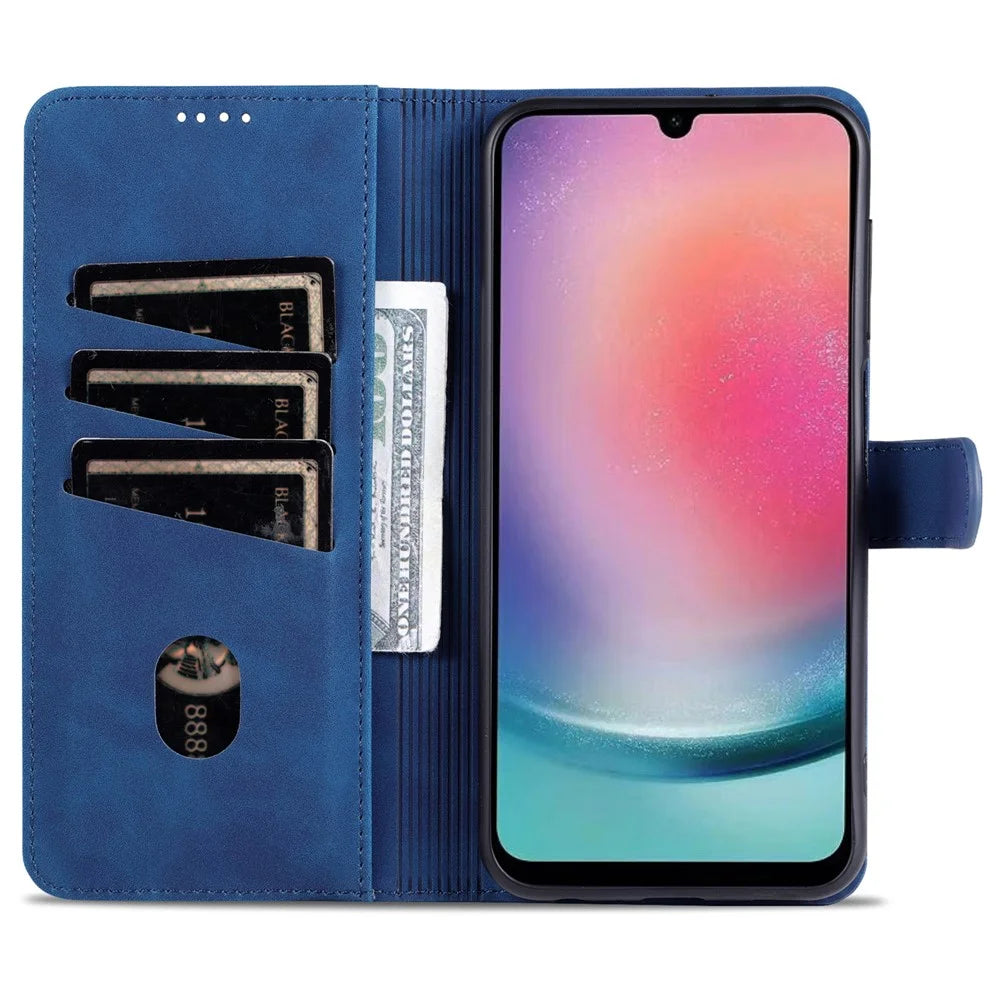 AZNS For Samsung Galaxy A15 4G Cell Phone Case Anti-Scratch PU Leather Wallet Phone Cover - Blue - 3