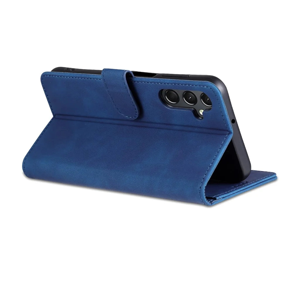 AZNS For Samsung Galaxy A15 4G Cell Phone Case Anti-Scratch PU Leather Wallet Phone Cover - Blue - 4