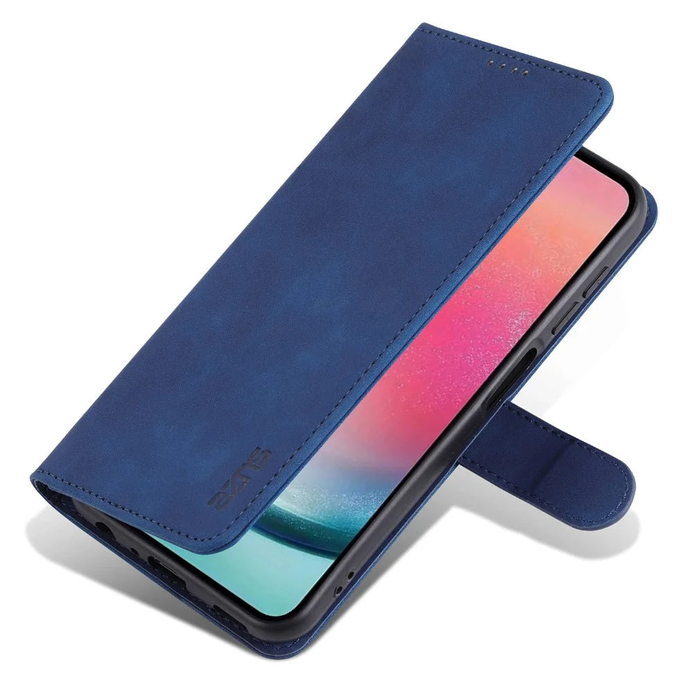 AZNS For Samsung Galaxy A15 4G Cell Phone Case Anti-Scratch PU Leather Wallet Phone Cover - Blue - 6