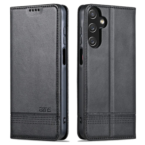 AZNS For Samsung Galaxy A15 4G Case PU Leather Magnetic Suction Wallet Phone Shell Cover - Black - 1