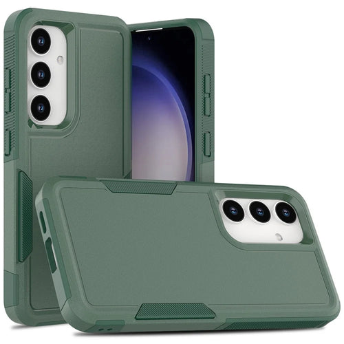 Anti-Drop Case for Samsung Galaxy S24+ Phone Shell Hard PC+Soft TPU Cover - Dark Green - 1