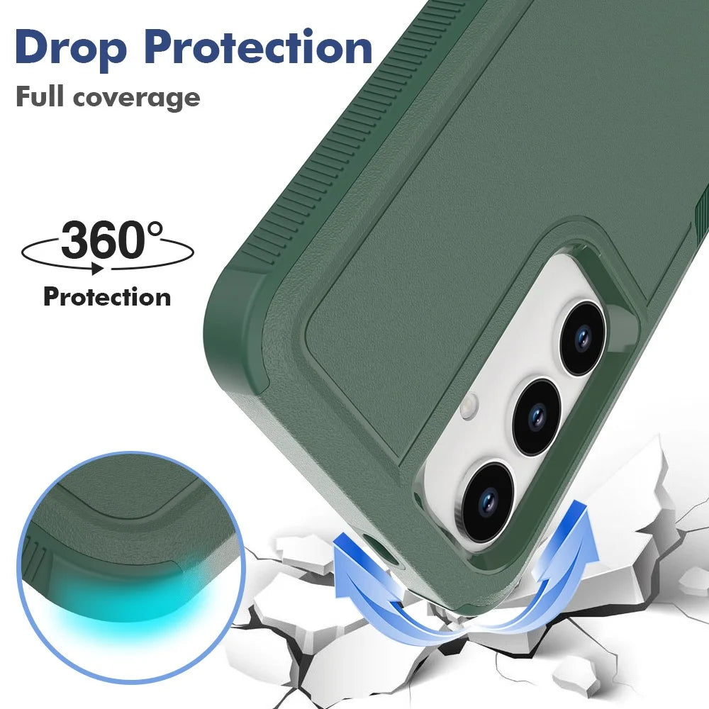 Anti-Drop Case for Samsung Galaxy S24+ Phone Shell Hard PC+Soft TPU Cover - Dark Green - 2