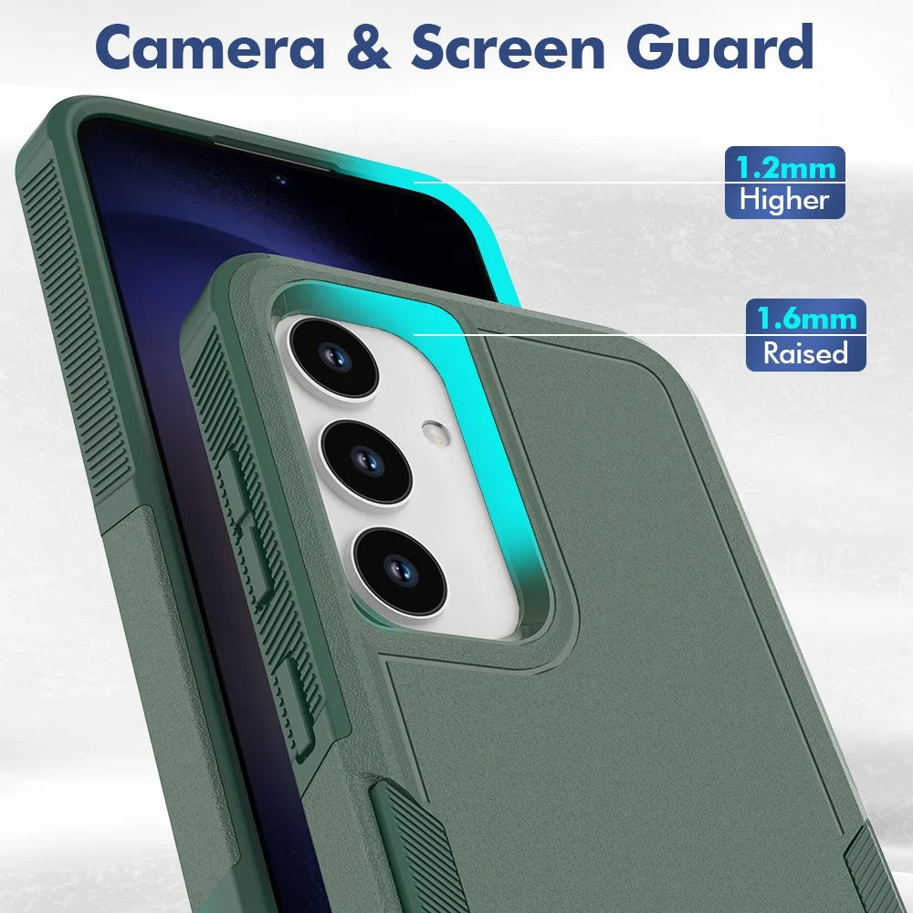Anti-Drop Case for Samsung Galaxy S24+ Phone Shell Hard PC+Soft TPU Cover - Dark Green - 3