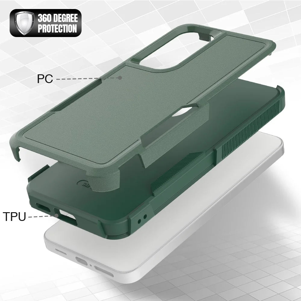 Anti-Drop Case for Samsung Galaxy S24+ Phone Shell Hard PC+Soft TPU Cover - Dark Green - 4