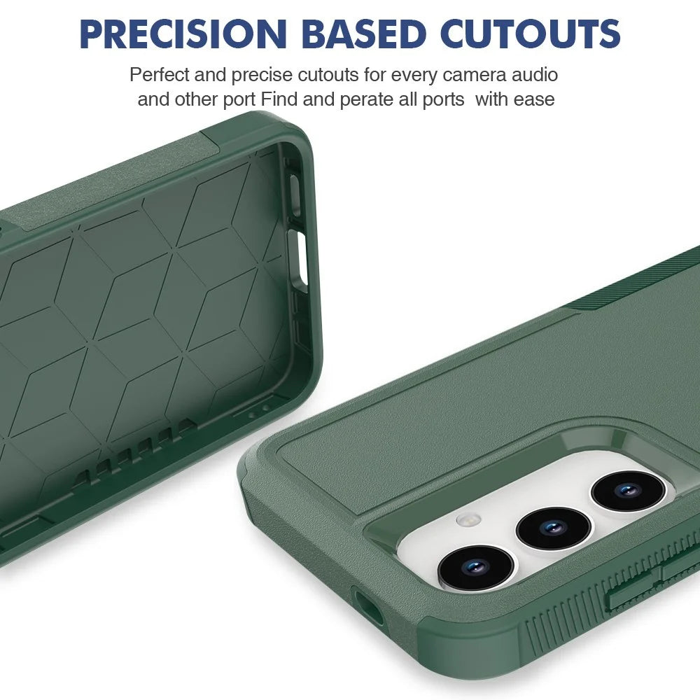 Anti-Drop Case for Samsung Galaxy S24+ Phone Shell Hard PC+Soft TPU Cover - Dark Green - 5