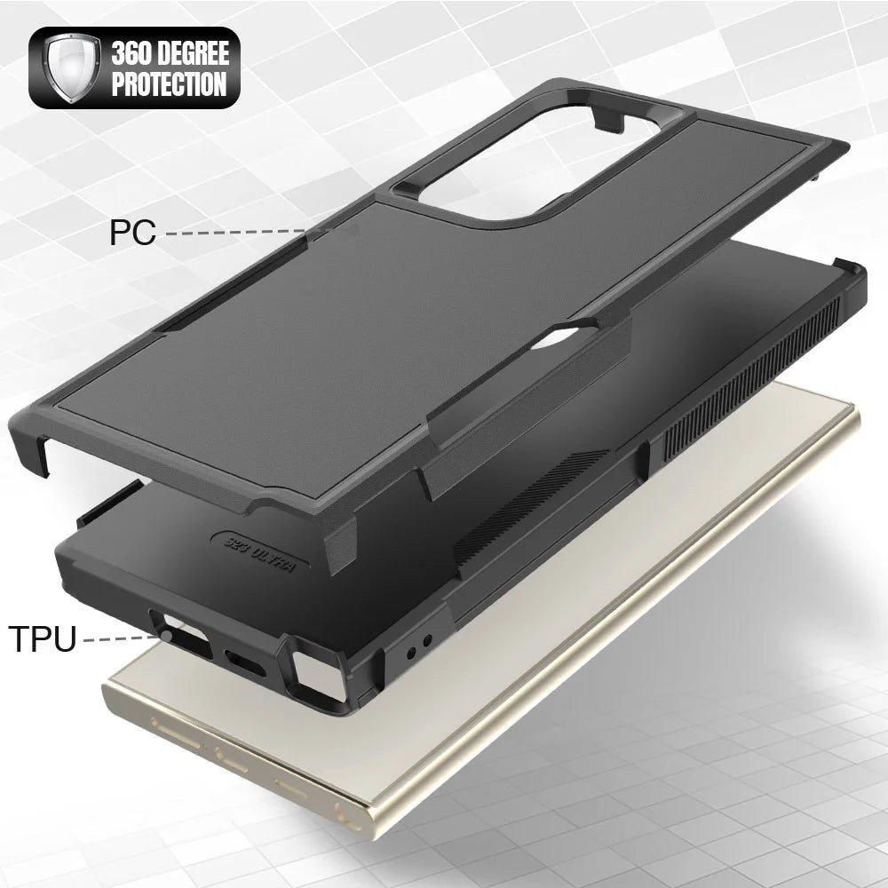 For Samsung Galaxy S24 Ultra Case Slim Hard PC+TPU Phone Protective Cover - Black - 4
