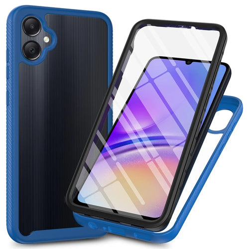 For Samsung Galaxy A05 4G Case All-Around Protection Phone Cover with PET Screen Film - Dark Blue - 1
