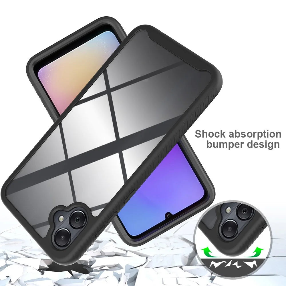 For Samsung Galaxy A05 4G Case All-Around Protection Phone Cover with PET Screen Film - Dark Blue - 4