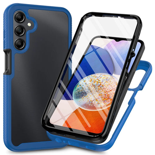 For Samsung Galaxy A15 5G Phone Case Full Protection Cover with PET Screen Protector - Dark Blue - 1
