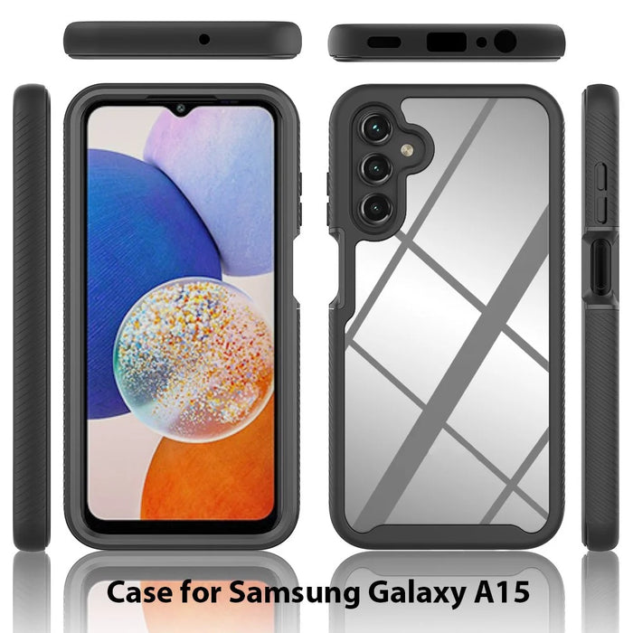 For Samsung Galaxy A15 5G Phone Case Full Protection Cover with PET Screen Protector - Dark Blue - 2