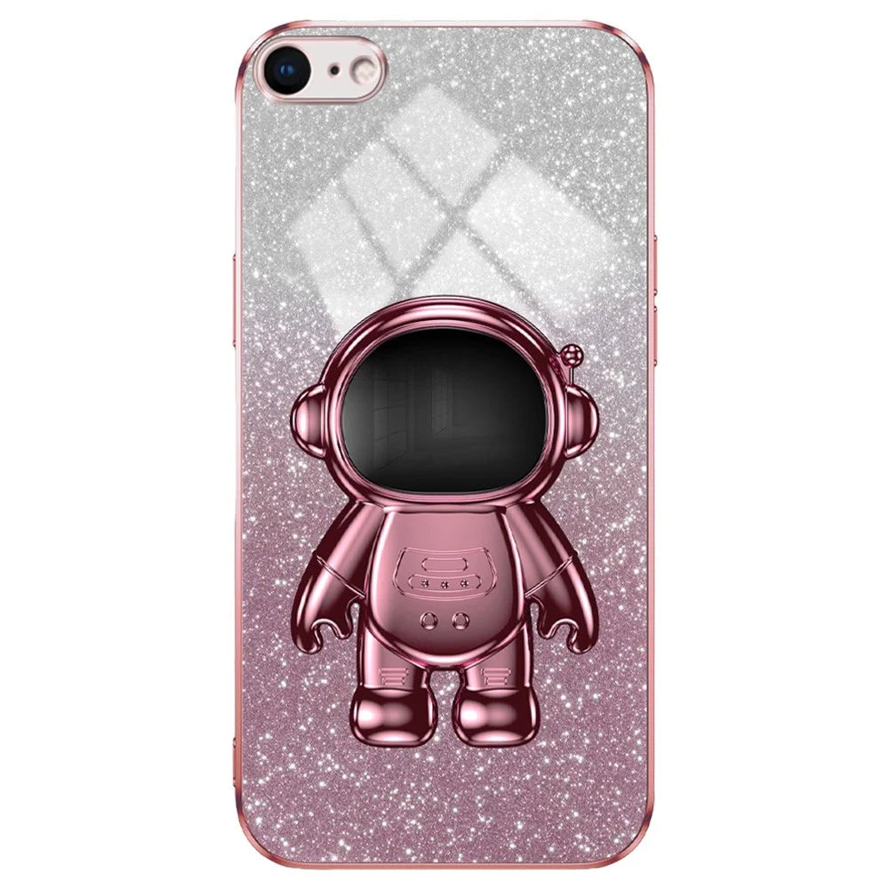 For iPhone 6 4.7-inch / 6s 4.7-inch / 7 4.7 inch / 8 4.7 inch / SE (2022) / SE (2020) Case Glitter Powder Astronaut PC+TPU Protective Cover - Pink - 1