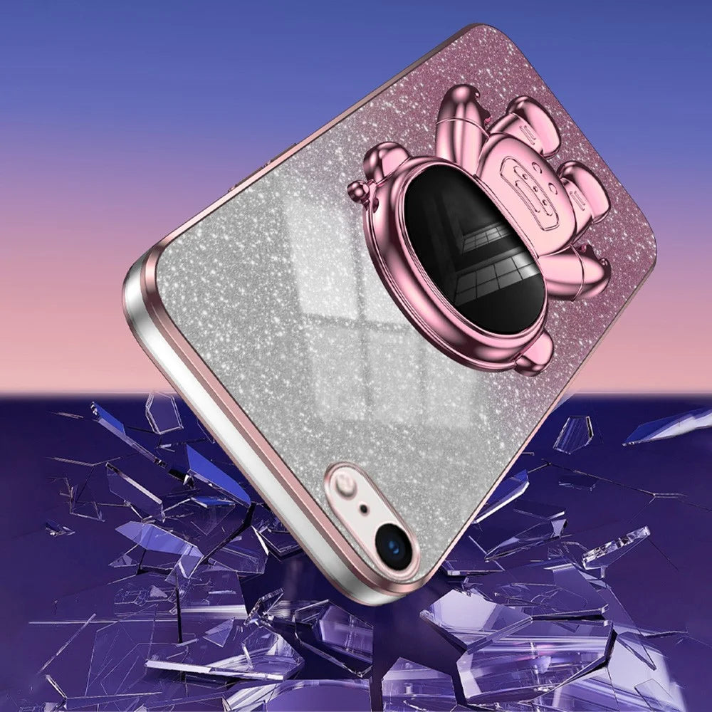 For iPhone 6 4.7-inch / 6s 4.7-inch / 7 4.7 inch / 8 4.7 inch / SE (2022) / SE (2020) Case Glitter Powder Astronaut PC+TPU Protective Cover - Pink - 4
