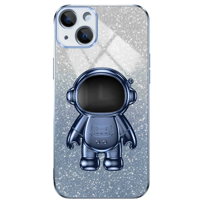 For iPhone 14 Plus Case PC+TPU Phone Cover Back Shell with Astronaut Kickstand - Blue - 1
