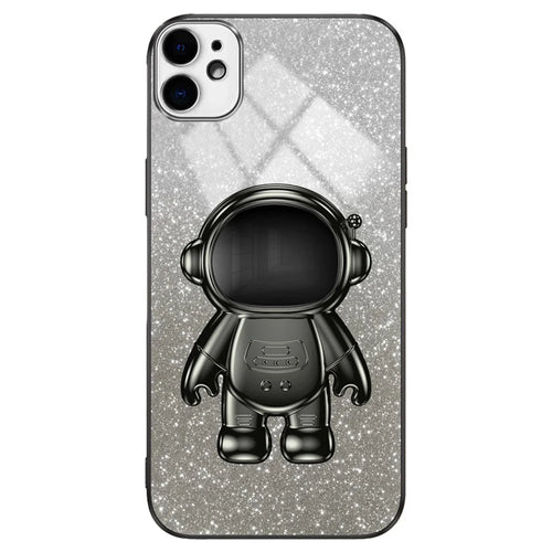 For iPhone 12 6.1 inch Case Astronaut PC+TPU Phone Cover with Kickstand - Black - 1