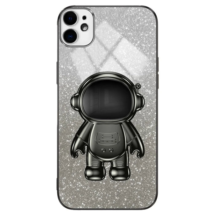 For iPhone 12 6.1 inch Case Astronaut PC+TPU Phone Cover with Kickstand - Black - 1