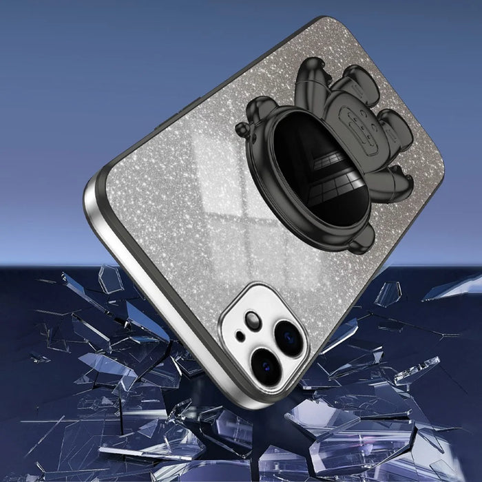 For iPhone 12 6.1 inch Case Astronaut PC+TPU Phone Cover with Kickstand - Black - 4