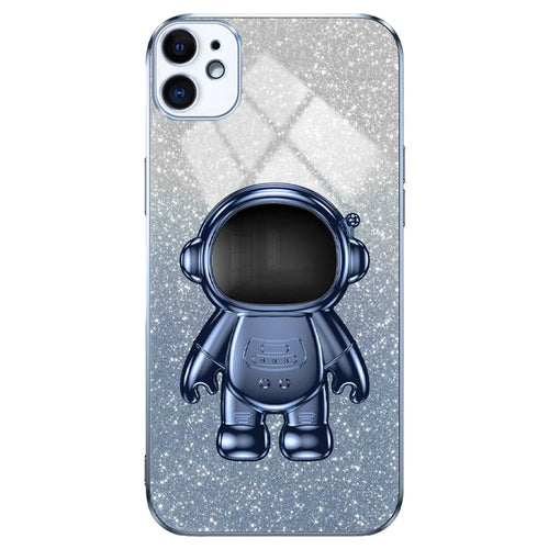 For iPhone 12 mini Case Anti-drop Astronaut Kickstand Cell Phone Shell PC+TPU Cover - Blue - 1