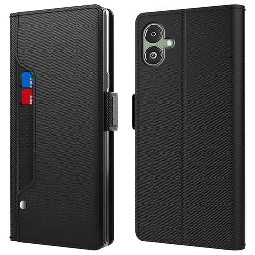 For Samsung Galaxy A05 4G Case PU Leather Phone Cover with Mirror and Card Slot - Black - 1