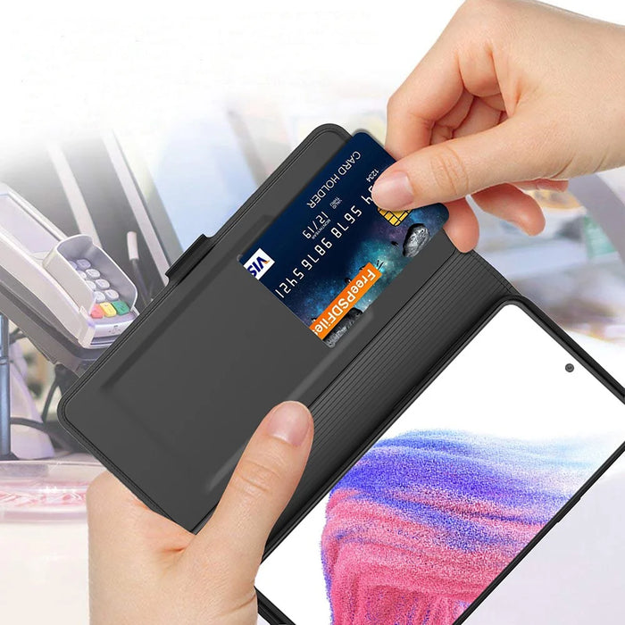 For Samsung Galaxy A05 4G Phone Case PU Leather Flip Cover - Black - 5