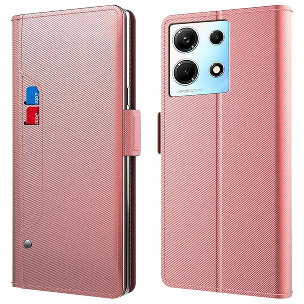 For Infinix Note 30 5G Cell Phone Cases Built-In Mirror PU Leather Stand Phone Cover - Rose Gold - 1