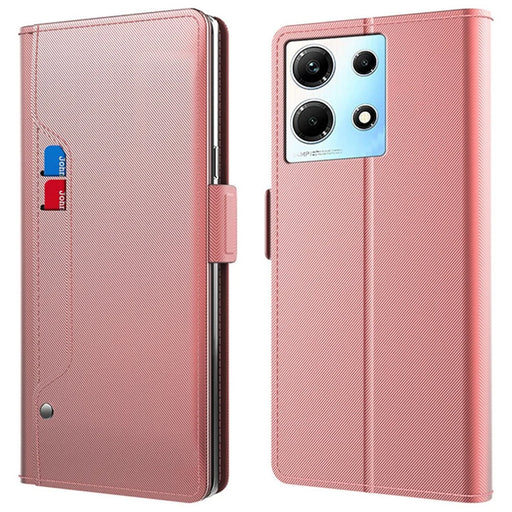 For Infinix Note 30 5G Cell Phone Cases Built-In Mirror PU Leather Stand Phone Cover - Rose Gold - 1