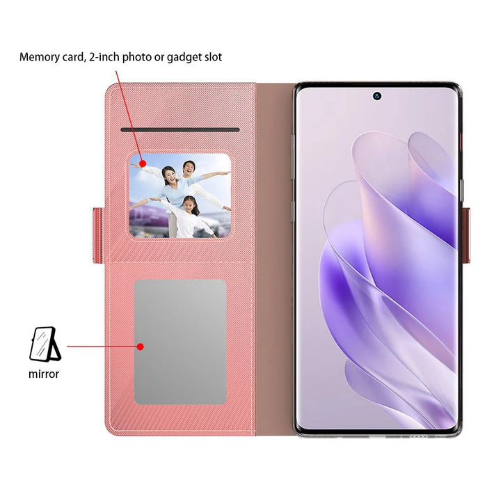 For Infinix Note 30 5G Cell Phone Cases Built-In Mirror PU Leather Stand Phone Cover - Rose Gold - 3